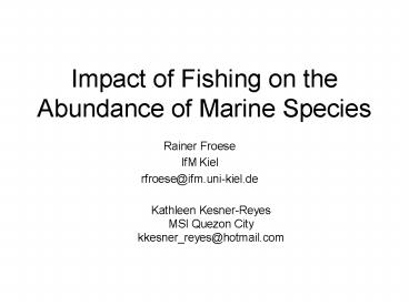 Impact of Fishing on the Abundance of Marine Species