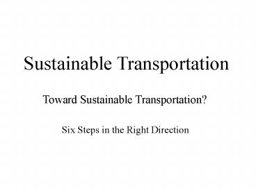 To Sustainable Transportation