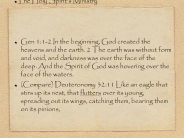 The Holy Spirit's Ministry