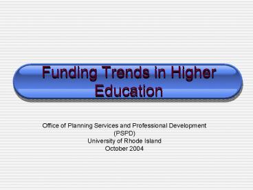 Funding Trends in Higher Education