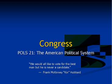 The Legislative Branch