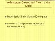 Modernization, Development Theory, and its Critics