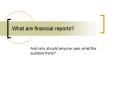 What are financial reports PowerPoint PPT Presentation