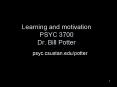Learning and motivation PSYC 3700 Dr. Bill Potter PowerPoint PPT Presentation