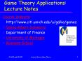 Game Theory Applications: Lecture Notes PowerPoint PPT Presentation