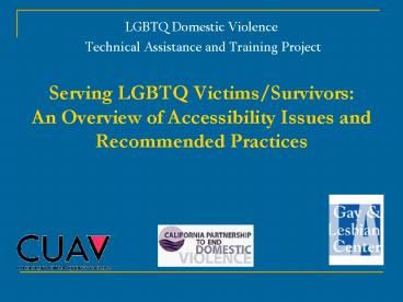 LGBTQ Domestic Violence Technical Assistance and Training Project ...