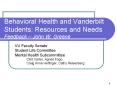 Behavioral Health and Vanderbilt Students: Resources and Needs Feedback John W. Greene PowerPoint PPT Presentation