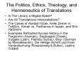 The Politics, Ethics, Theology, and Hermeneutics of Translations PowerPoint PPT Presentation