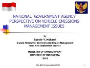 NATIONAL GOVERNMENT AGENCY PERSPECTIVE ON VEHICLE EMISSIONS MANAGEMENT ISSUES