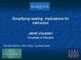 Simplifying reading: Implications for instruction PowerPoint PPT Presentation