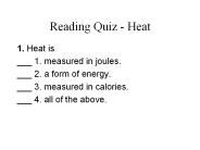 Reading Quiz - Heat
