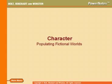 PPT – Character PowerPoint presentation | free to download - id: 3aefd ...