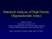 Statistical Analyses of High Density Oligonucleotide Arrays