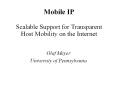 Mobile IP Scalable Support for Transparent Host Mobility on the Internet PowerPoint PPT Presentation