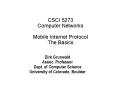 CSCI 5273 Computer Networks Mobile Internet Protocol The Basics PowerPoint PPT Presentation
