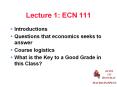 Lecture 1: ECN 111 PowerPoint PPT Presentation