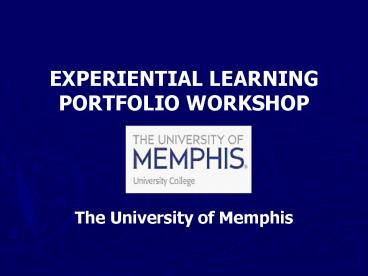 EXPERIENTIAL LEARNING PORTFOLIO WORKSHOP
