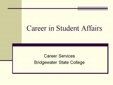 Career in Student Affairs