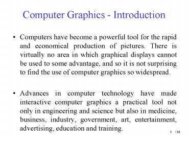 Computer Graphics Introduction presentation | free to view