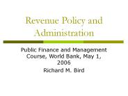Revenue Policy and Administration