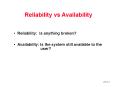 Reliability vs Availability PowerPoint PPT Presentation