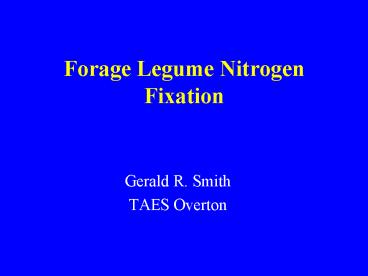 Forage Legume Nitrogen Fixation