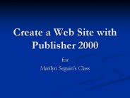 Create a Web Site with Publisher 2000