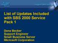 List of Updates Included with SBS 2000 Service Pack 1 Dana Becker Support Engineer Small Business Se PowerPoint PPT Presentation
