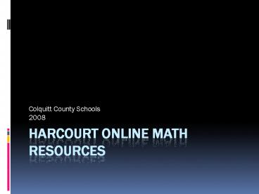 Harcourt Online Math Resources