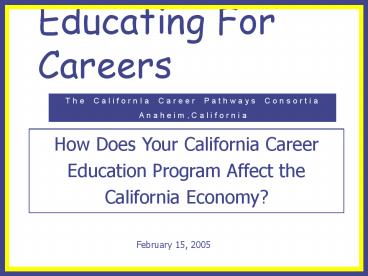 Educating For Careers