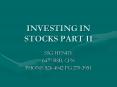 INVESTING IN STOCKS PART II PowerPoint PPT Presentation