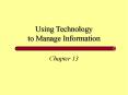 Using Technology to Manage Information PowerPoint PPT Presentation