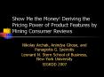 Show Me the Money Deriving the Pricing Power of Product Features by Mining Consumer Reviews