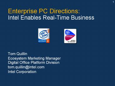Enterprise PC Directions: Intel Enables RealTime Business