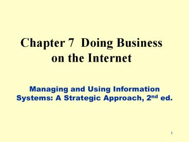 Chapter 7 Doing Business on the Internet