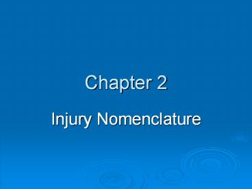 Injury Nomenclature