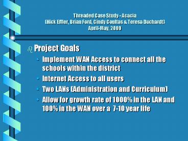 Threaded Case Study Acacia Nick Effler, Brian Ford, Cindy Coultas