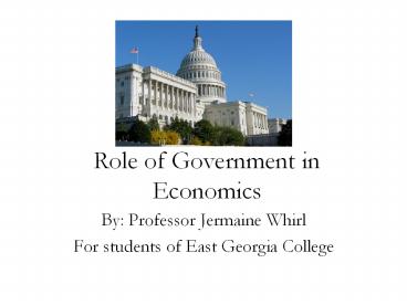 Role of Government in Economics