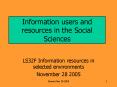Information users and resources in the Social Sciences PowerPoint PPT Presentation