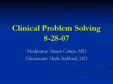 Clinical Problem Solving 82807