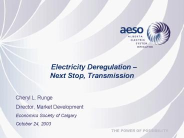 Electricity Deregulation Next Stop, Transmission presentation | free to ...