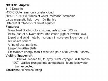 NOTES:  Jupiter