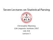 Seven Lectures on Statistical Parsing