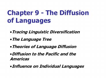 Chapter 9 The Diffusion of Languages