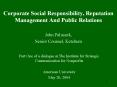Corporate Social Responsibility, Reputation Management And Public Relations PowerPoint PPT Presentation