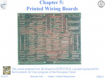 Chapter 5: Printed Wiring Boards