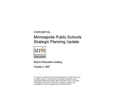 Minneapolis Public Schools Strategic Planning Update