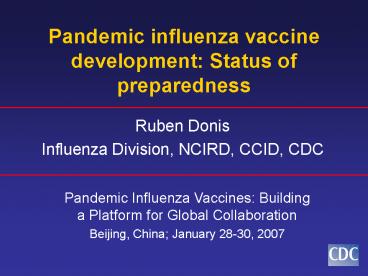 Pandemic influenza vaccine development: Status of preparedness