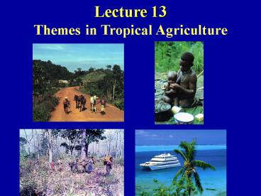 Lecture 13 Themes in Tropical Agriculture