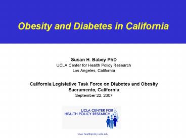 Obesity and Diabetes in California